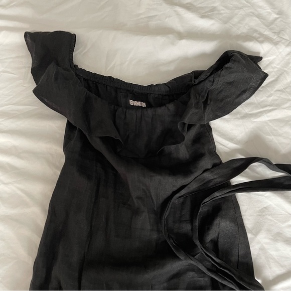 Like New Reformation Madrid Linen Midi Dress Black XS - Picture 4 of 9
